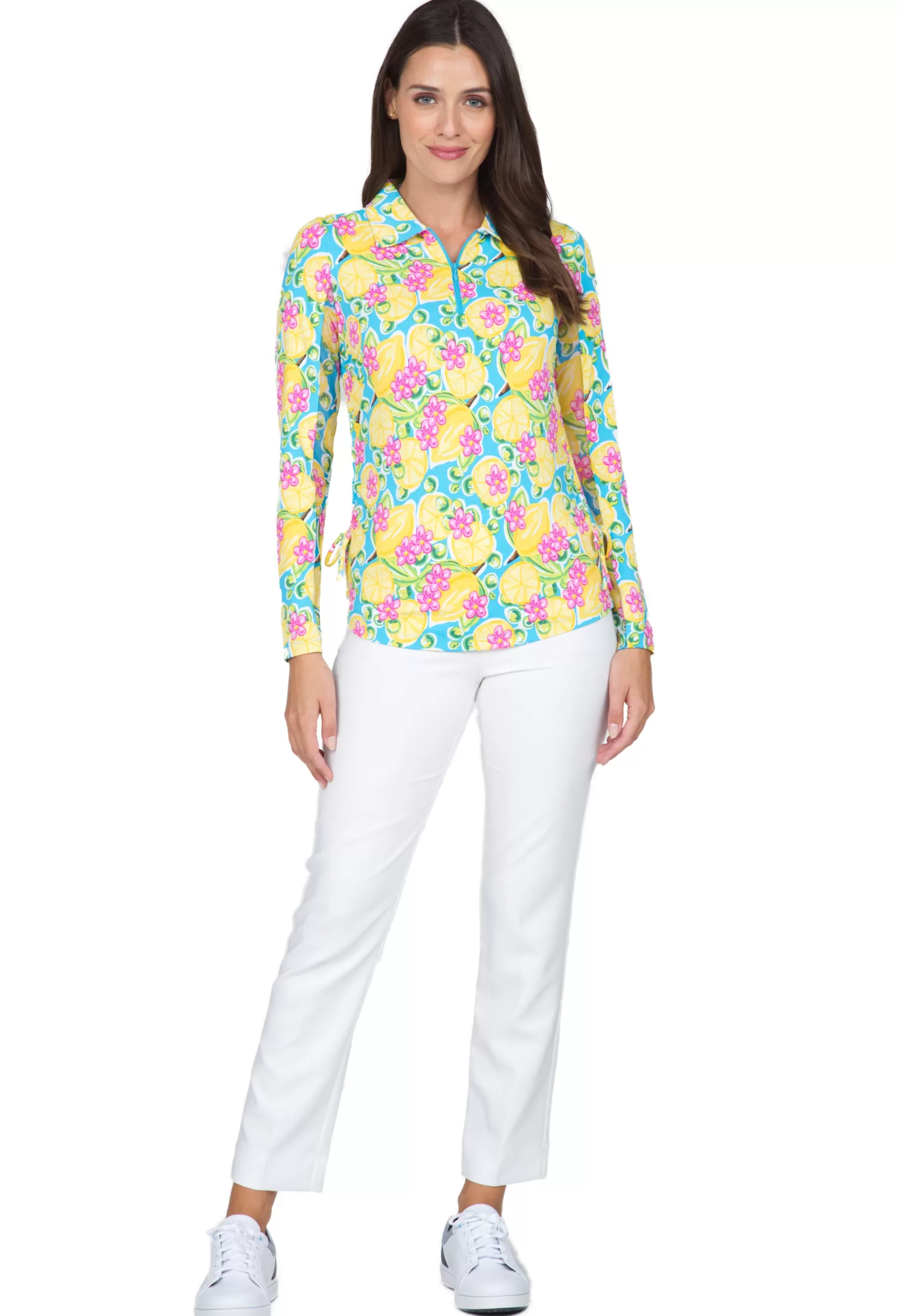 Calista Print Adjustable Length Long Sleeve Polo - 48652^IBKUL Best