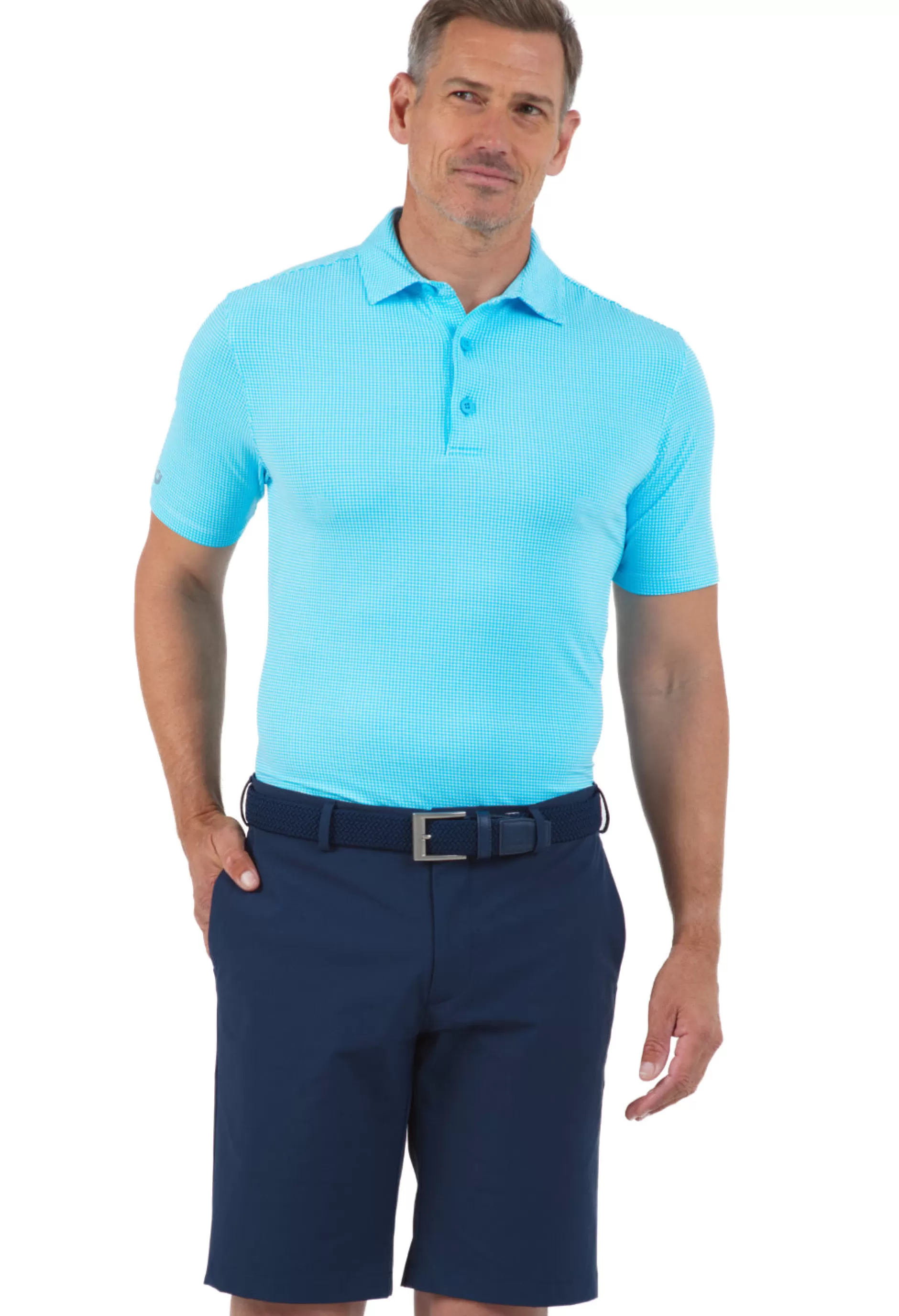 Mini Check Print Short Sleeve Polo 94754 (Modern Fit)^IBKUL Outlet