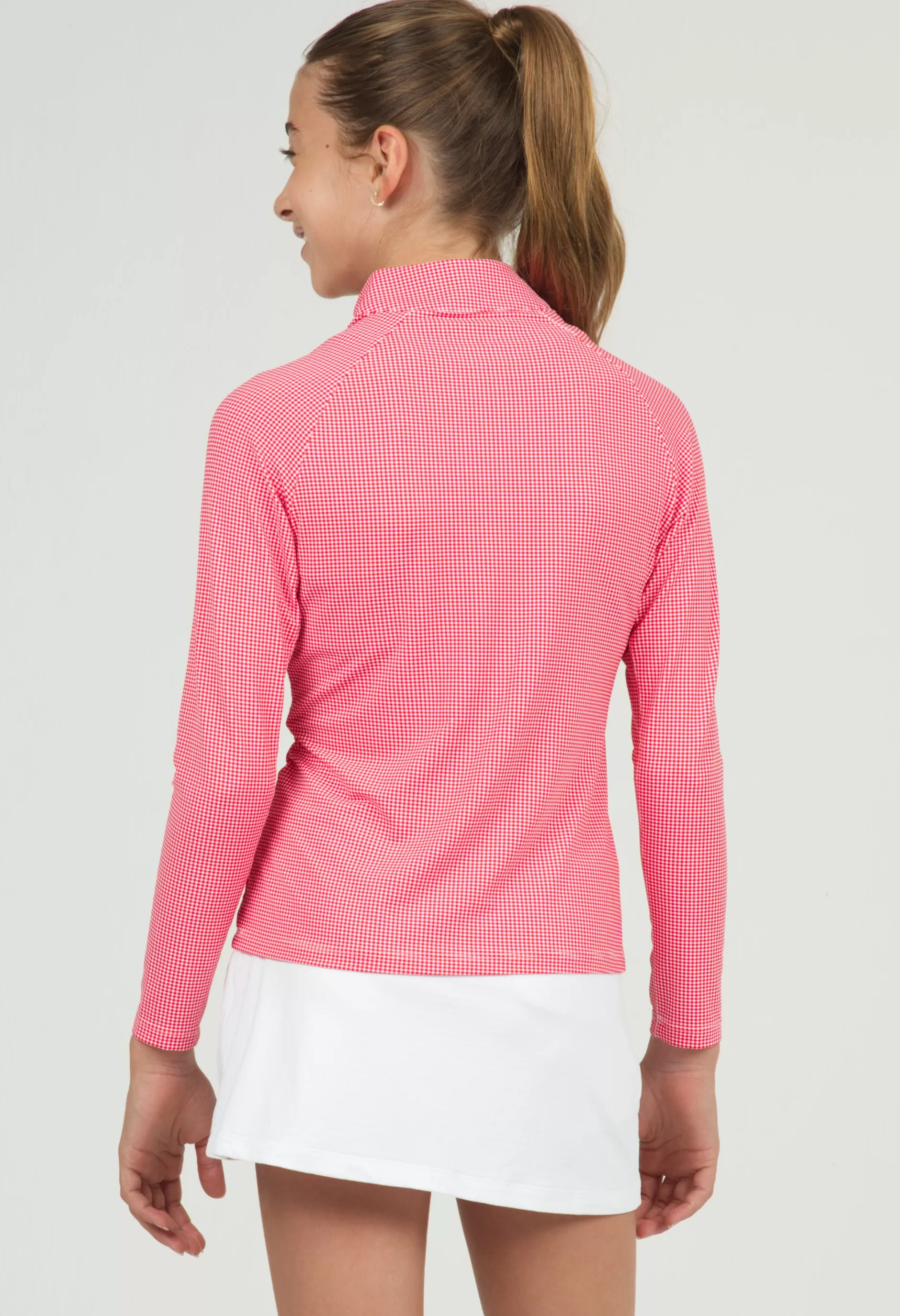 Youth Mini Check Print Long Sleeve Mock Neck Top 10754G^IBKUL Flash Sale