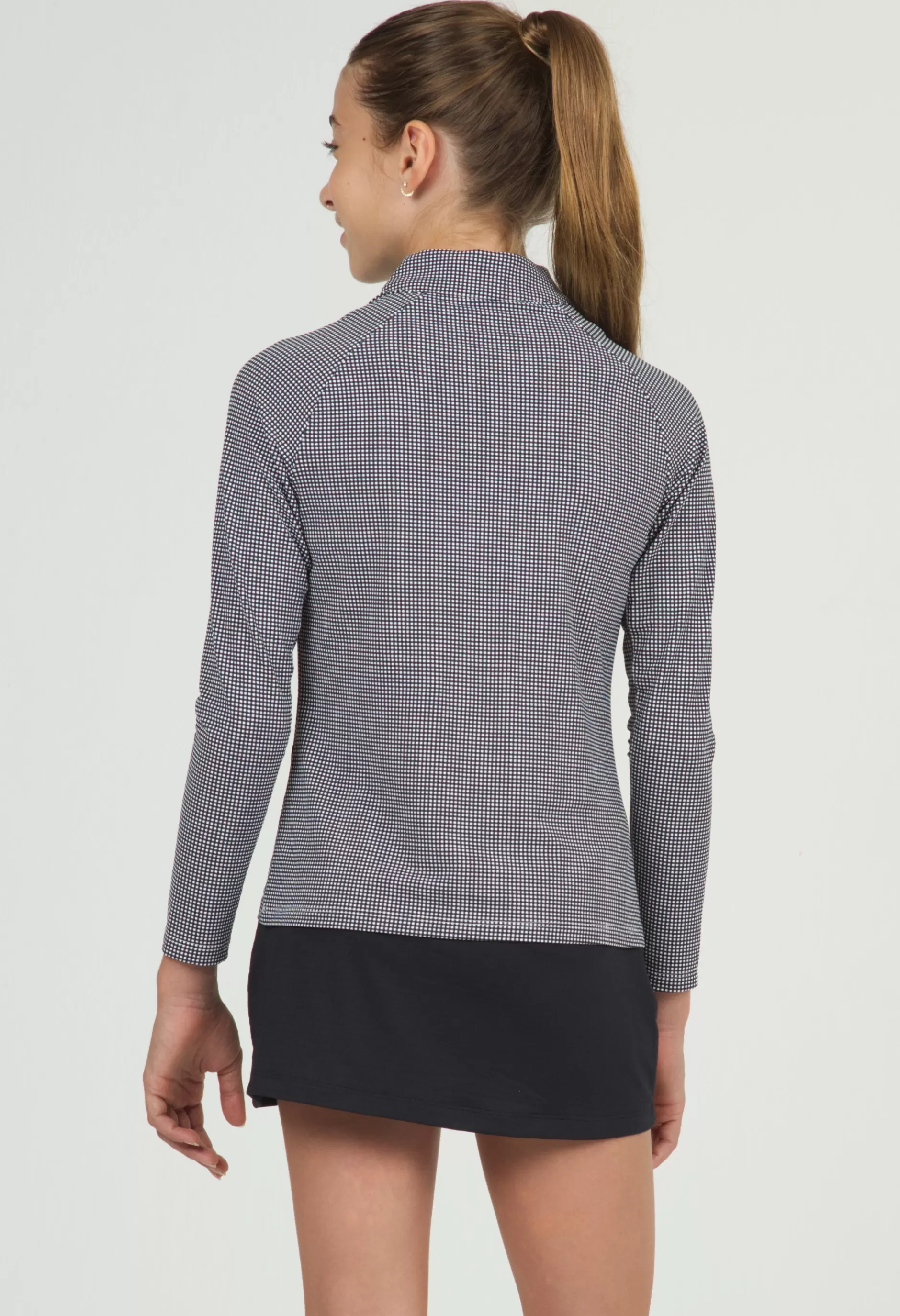 Youth Mini Check Print Long Sleeve Mock Neck Top 10754G^IBKUL Flash Sale